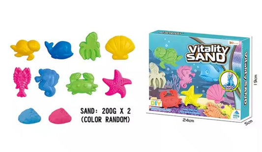 Vitality Sand – 2 x 200g Packs of Kinetic Play Sand in Random Colors – Soft, Moldable, Mess-Free Sensory Toy for Kids
