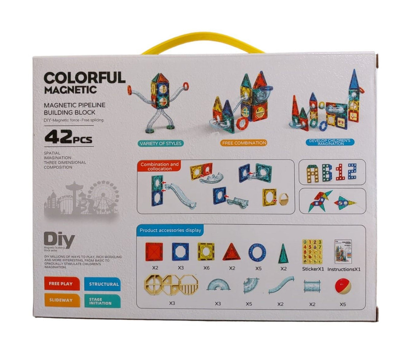 42 piece Colourful Magnetic  Building Blocks