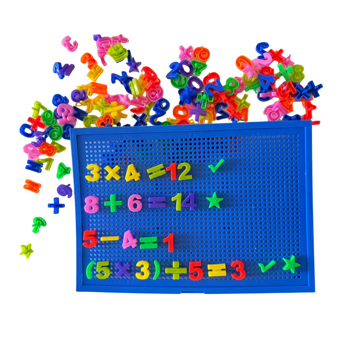 STEM Learning Toy Bundle – Montessori-Inspired 4-in-1 Educational Construction Set for Kids – Maths, Building & Creative Play (Interlocking Blocks + Discs + Number Board + Pin Art Board)