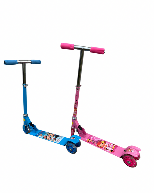 3-Wheel Kids Scooter with Glow-in-the-Dark Wheels – Durable Metal Frame, Front and Rear Wheels, Lightweight and Stable