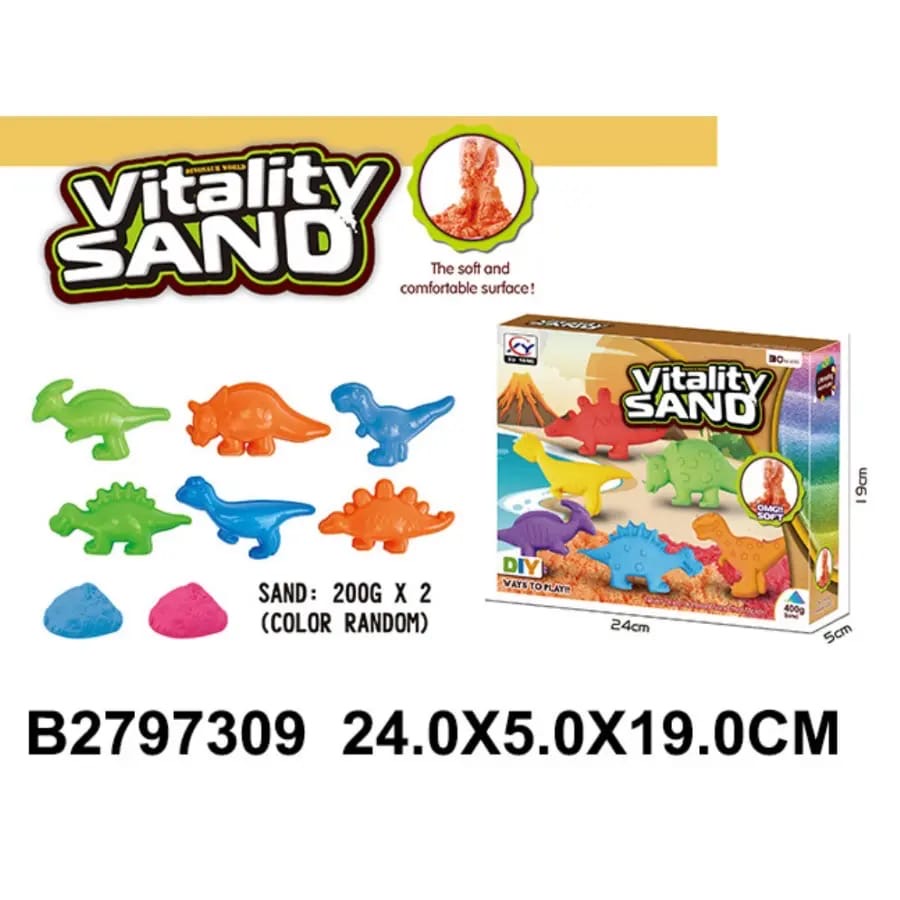 Vitality Sand – 2 x 200g Packs of Kinetic Play Sand in Random Colors – Soft, Moldable, Mess-Free Sensory Toy for Kids