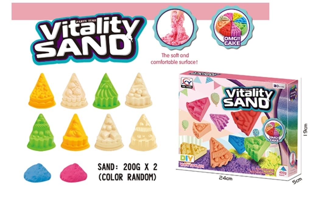 Vitality Sand – 2 x 200g Packs of Kinetic Play Sand in Random Colors – Soft, Moldable, Mess-Free Sensory Toy for Kids